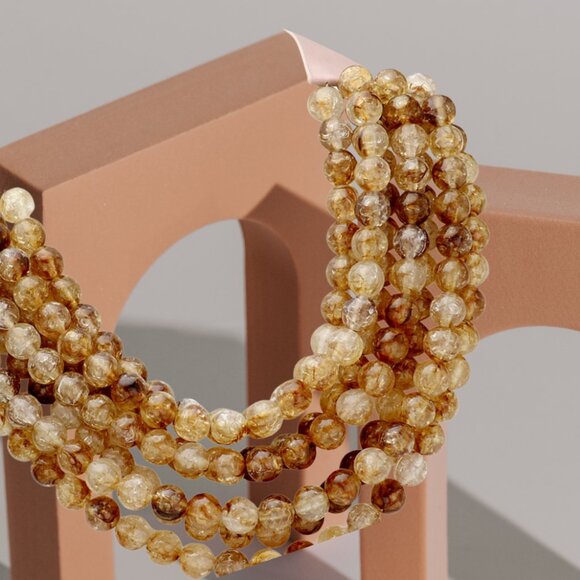 NEW Stunning Hand Beaded 7-Strand Bib Statement Necklace in Beach Sand Shades - Picture 4 of 10